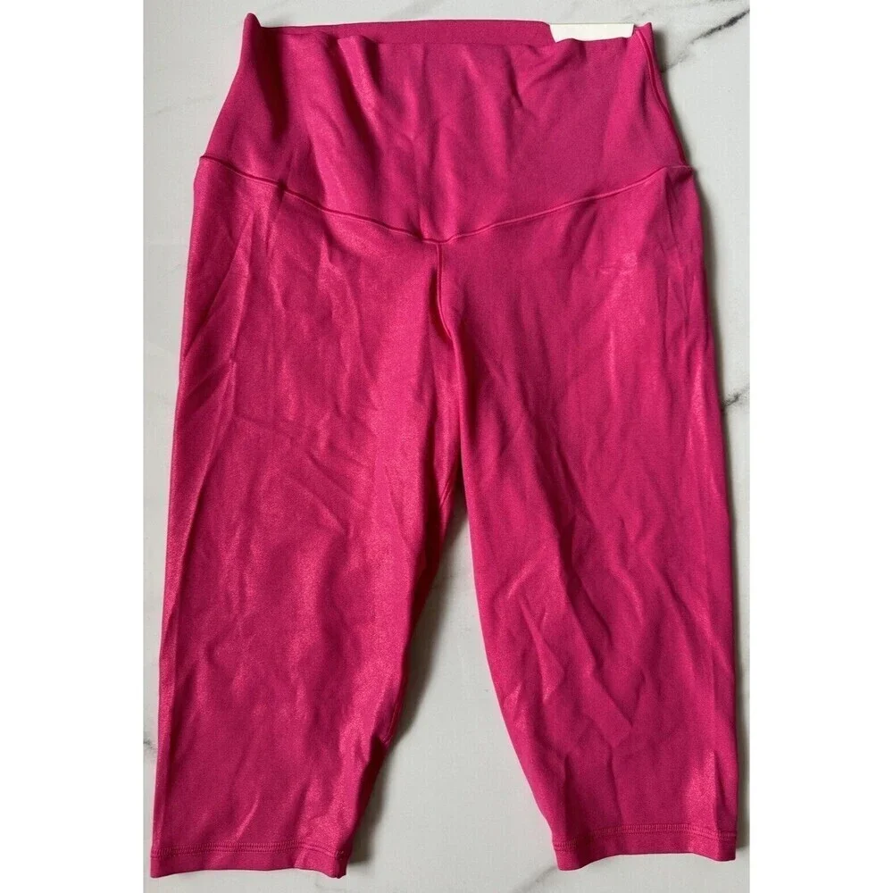 OFFLINE By Aerie Real Me Liquid Shine Cropped Legging fuchsia pink size large